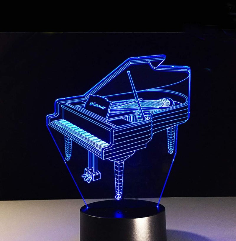 AZIMOM 3D Lamp Illusion Piano Night Light Decor 16Colors Changing Smart Touch Remote Control Optical Illusion Bedside Lamps Bedroom Home Decoration for Kids Boys & Girls Women Birthday Gifts - Image 1